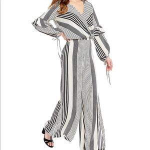 Coordinating Striped Faux Wrap Blouse and pants